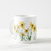 黄色のデイジー コーヒーマグカップ (正面左)