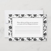 黄色のデイジー ブラック ホワイト フラワーの結婚式の出欠確認 出欠カード (裏面)