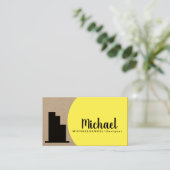 黄色のデザイはっきりしたナインテリア設計者 名刺 (スタンド正面)
