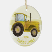 黄色のトラクパーソナライズされたタクリスマスオーナメント セラミックオーナメント (右)