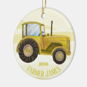 黄色のトラクパーソナライズされたタクリスマスオーナメント セラミックオーナメント (左)