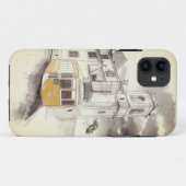 黄色のトラムで黒と白の水色の風景 Case-Mate iPhoneケース (裏面(横))