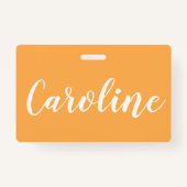黄色のトレンディーモダンの書パーソナライズされた名 バッジ (裏面)