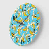 黄色のトロピカルバナナスオンブルートレンディーフルーツ ラージ壁時計 (傾斜)