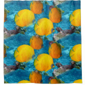 黄色のトロピカルフィッシュ ビーチ オーシャン シャワー カーテン (正面)