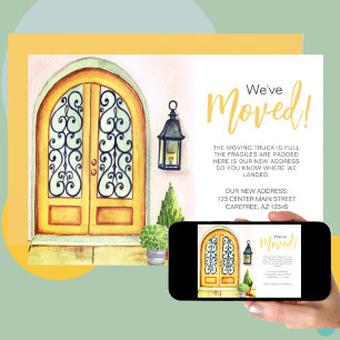 黄色のドアの発表を移動 招待状