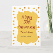 黄色のドットがきらきらと光る、幸せな30周年結婚記念日