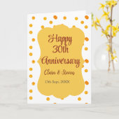 黄色のドットがきらきらと光る、幸せな30周年結婚記念日 カード (黄色い花)