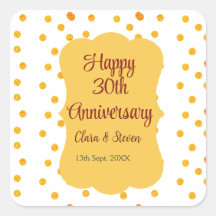 黄色のドットがきらきらと光る、幸せな30周年結婚記念日