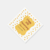 黄色のドットがきらきらと光る、幸せな30周年結婚記念日 スタンダードカクテルナプキン (角)