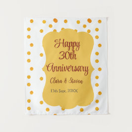 黄色のドットがきらきらと光る、幸せな30周年結婚記念日 タペストリー