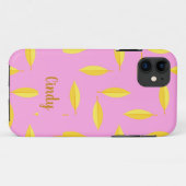 黄色のドライ葉名前をカスタムするピンク Case-Mate iPhoneケース (裏面(横))