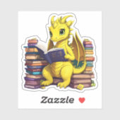 黄色のドラゴンが本を読む シール (シート)