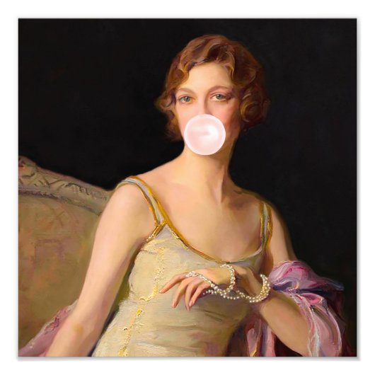 黄色のドレスのバブルガムディーバ フォトプリント            (正面)