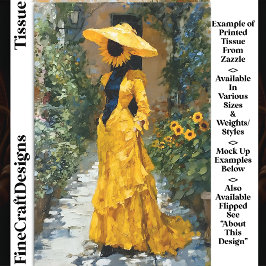 黄色のドレスのヒマワリの女性DS9Lデコページ 薄葉紙