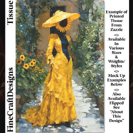 黄色のドレスのヒマワリの女性DS9Rデコページ 薄葉紙