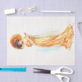 黄色のドレスの女性、デコページ 薄葉紙 (クラフト)