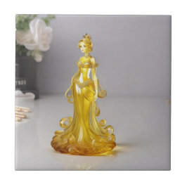 黄色のドレスを着たクリスタルガラスの王女 タイル