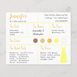 黄色のドレス カラー 花嫁の友情報カード