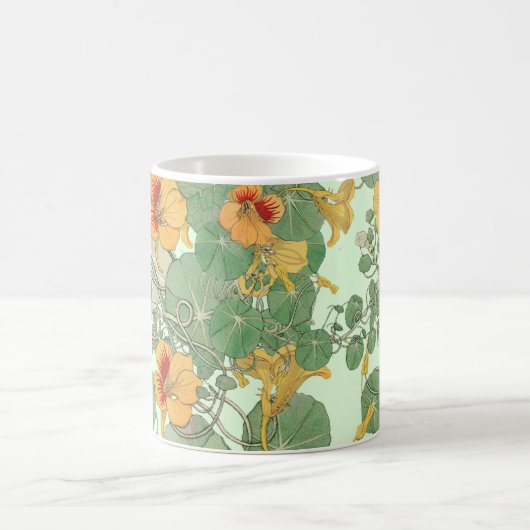 黄色のナスタスティウム |アンティークリトグラフ1896 コーヒーマグカップ (中央)