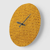 黄色のニットウール、高解像度のテクスチャ。 ラージ壁時計 (傾斜)