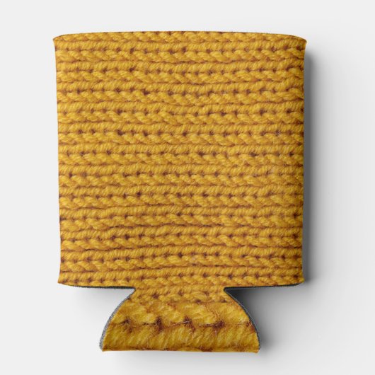 黄色のニットウール、高解像度のテクスチャ。 缶クーラー (裏面)