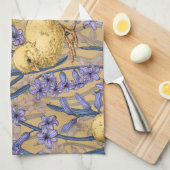 黄色のニワトリとヒヤシンス キッチンタオル (四つ折り)