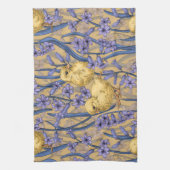 黄色のニワトリとヒヤシンス キッチンタオル (縦)