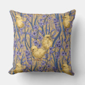黄色のニワトリとヒヤシンス クッション (正面)