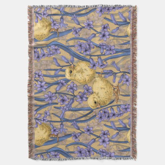 黄色のニワトリとヒヤシンス スローブランケット (正面縦)