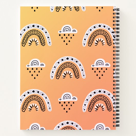 黄色のノートブックに虹のパターンを設定 ノートブック (裏面)