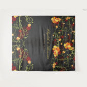 黄色のハイビスカスとツバメの花のウェディングバックドロップ タペストリー (正面(横))