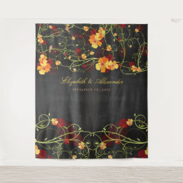 黄色のハイビスカスとツバメの花のウェディングバックドロップ タペストリー