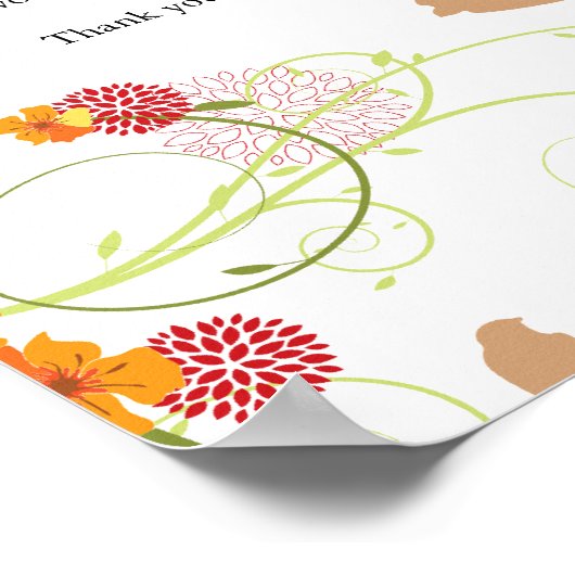 黄色のハイビスカスとツバメの花のウェディングプログラム ポスター (角)