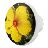 黄色のハイビスカスの花の陶器のつまみ セラミックノブ (右)