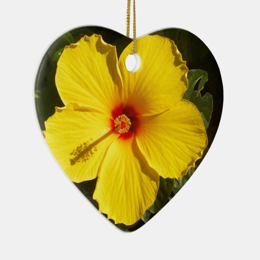 黄色のハイビスカスの花 セラミックオーナメント (右)