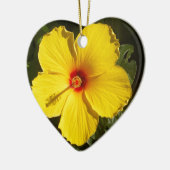 黄色のハイビスカスの花 セラミックオーナメント (左)