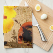 黄色のハイビスカステオル キッチンタオル (四つ折り)