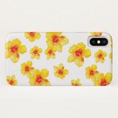 黄色のハイビスカスハワイアンフローラ水色の花 Case-Mate iPhoneケース (裏面(横))