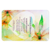 黄色のハイビスカスフラワーズハート結婚ドロップ マグネット (横)