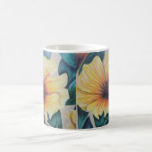 黄色のハイビスカスマグ コーヒーマグカップ (中央)