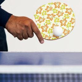 黄色のハイビスカス、オレンジのハイビスカス、フラワーパターン 卓球ラケット