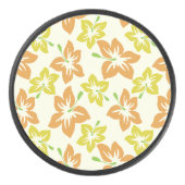 黄色のハイビスカス、オレンジのハイビスカス、フローラルパターン アイスホッケーパック (正面)