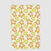 黄色のハイビスカス、オレンジのハイビスカス、フローラルパターン ゴルフタオル (正面)