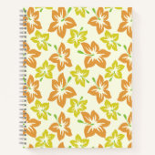 黄色のハイビスカス、オレンジのハイビスカス、フローラルパターン ノートブック (正面)