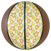 黄色のハイビスカス、オレンジのハイビスカス、フローラルパターン バスケットボール (縦)