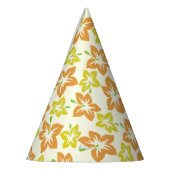 黄色のハイビスカス、オレンジのハイビスカス、フローラルパターン パーティーハット (左)