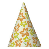 黄色のハイビスカス、オレンジのハイビスカス、フローラルパターン パーティーハット (右)