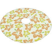 黄色のハイビスカス、オレンジのハイビスカス、フローラルパターン ブラッシュドポリエステルツリースカート (アングル)