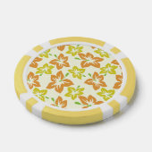 黄色のハイビスカス、オレンジのハイビスカス、フローラルパターン ポーカーチップ (シングル)